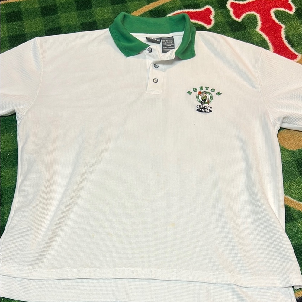 Active 1946 Boston Celtics White and Green XL Polo Shirt